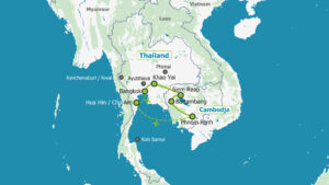 Kaart Thailand route 8 Thailand Cambodja RGB Rondreis Op Maat Specialist